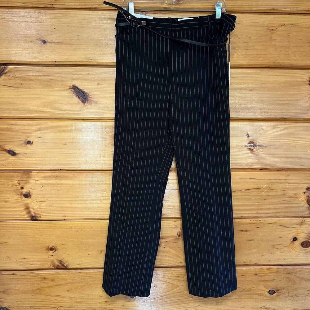 NEW Calvin Klein Women's 10P Modern Fit Dress Pants Straight Leg Black Stripped